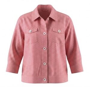 Alfred Dunner Stunner Pink Gingham Checked Button Front Jacket Cotton Blend 12